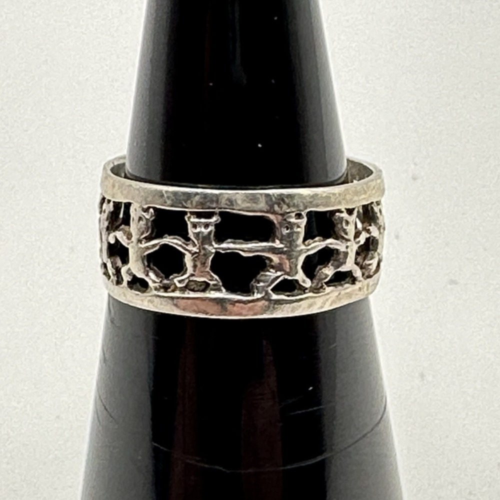 Sterling Silver Dancing Bear Cutout Band Ring Size 5.5 925 1.99g